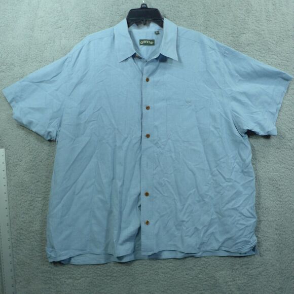Orvis Blue Short Sleeve Hemp Lyocel Casual Fishing Shirt Men's Size XL - Picture 1 of 11